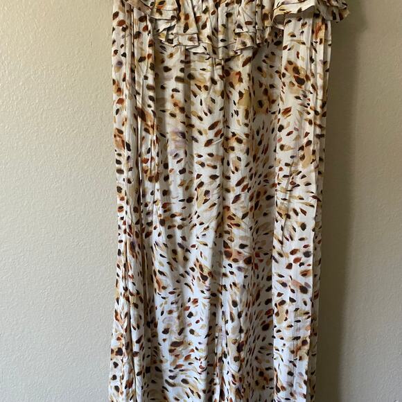 Sofia Dress Maxi Midi Sweetheart Ruffle Boho Cottagecore Animal Print SZ Large - Picture 5 of 13